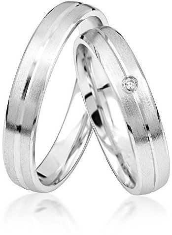 2x Palladium Eheringe Partnerringe Trauringe Verlobungsringe inkl. Gravur und Steine PDJC18-500