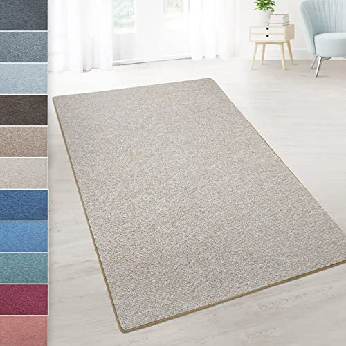 casa pura Teppich Läufer London - Meterware - Teppichläufer für Wohnzimmer, Flur, Küche - Flacher Schlingenflor (Beige - 100x150 cm)
