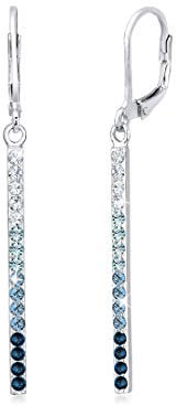 Elli Ohrringe Damen Ohrhänger Geo Stab Blau mit Kristallen in 925 Sterling Silber