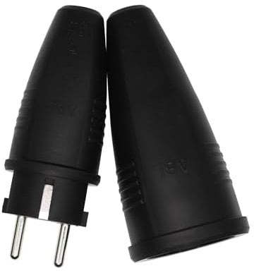 ABL Gummi Schuko Stecker und Schutzkontakt Kupplung 230V Stromstecker für Verlängerungskabel