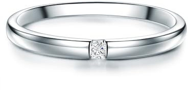 Trilani Damen Solitäring aus 925/- Sterling Silber mit Topas weiß Verlobungsring Antragsring Spannring