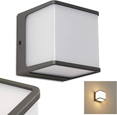 HOFSTEIN LED Außenwandleuchte Buckau, moderne Wandlampe aus Aluminium in Anthrazit, Wandleuchte 15 Watt, 800 Lumen, Lichtfarbe 3000 Kelvin, eckige Wandleuchte für Terrasse/Hof/Haustür, IP54
