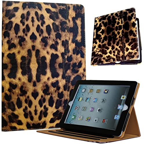 JYtrend Schutzhülle für iPad 10.2 9. 8. 7. Generation Multi Viewing Stand Folio Smart Cover mit Tasche Auto Wake Up/Sleep für 2021/2020/2019 A2603 A2604 A2270 A2428 A242 9 A2197 A2200 (Leopard)