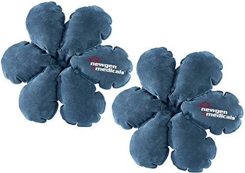 Newgen Medicals Kissen für Reise: 2 aufblasbare Reisekissen in Blumenform mit integriertem Saugnapf (Reisepolster-Kissen, Kopfkissen aufblasbar Outdoor, Picknickdecke)
