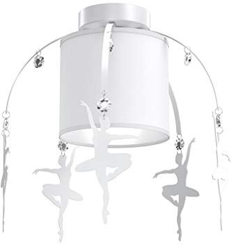 MILAGRO - Lámpara de techo para habitación infantil, candelabro infantil, Metal; tela; cristal., Bailarina de color blanco., 1-flammig Weiß