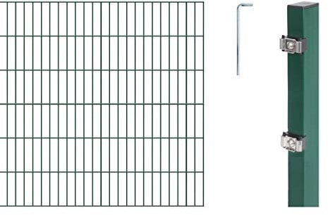 Alberts 650070 Doppelstabmattenzaun als 18 tlg. Zaun-Komplettset | verschiedene Längen und Höhen | grün | Höhe 120 cm | Länge 16 m