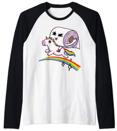 Toilettenpapier Rolle reitet auf Einhorn TP Roll Unicorn Raglan