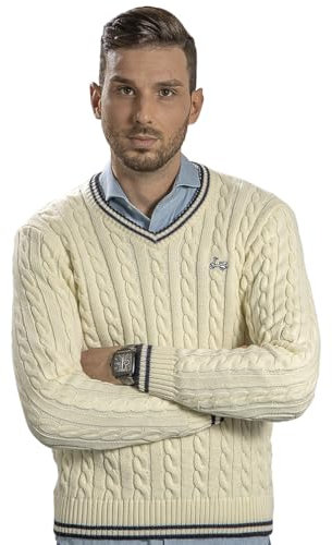 RUL Jersey DE Hombre DE Cuello Pico Y DE Invierno ES DE Punto Color Beige (3XL)