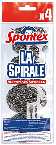 SPONTEX – Spirales – 4 Spirales Efficaces et Désincrustantes – Idéales Nettoyages Difficiles