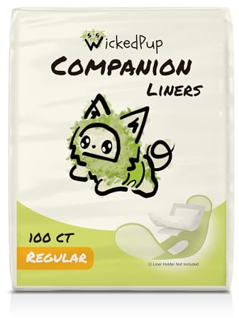 WICKEDPUP Dog Diaper Liners Booster Pads for Male and Female Dogs, 100ct | Disposable Diaper Inserts fit Most Reusable Pet Belly Bands, Wraps, and Washable Period Panties