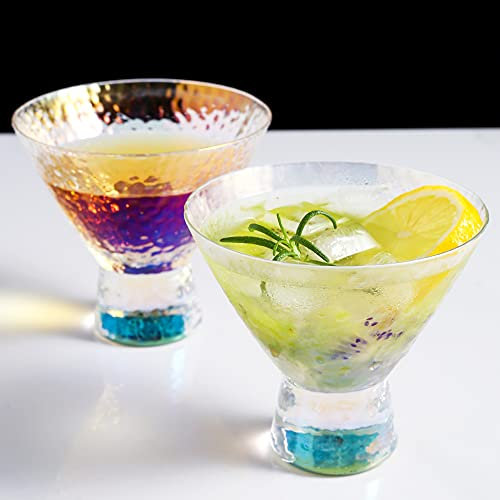 Lysenn Schillernde Martini-Gläser ohne Stiel, Premium-Cocktailgläser für Hochzeiten, Jubiläen, Weihnachten, Party, 220 ml, 2 Stück