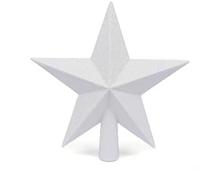 YYCRAFT Weihnachtsbaumspitze mit Glitzerstern, Weihnachtsdekoration, 20,3 cm, Weiß