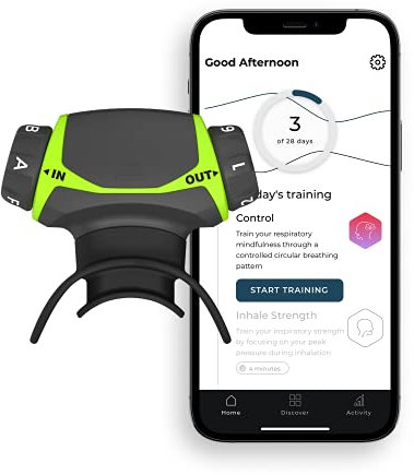 Airofit Active™ - Entrenador respiratorio y aplicación de respiración Virtual | Bienestar General, Mejorar la Capacidad pulmonar, Estilo de Vida Activo | Excelente para Deporte y Bienestar (Lima)