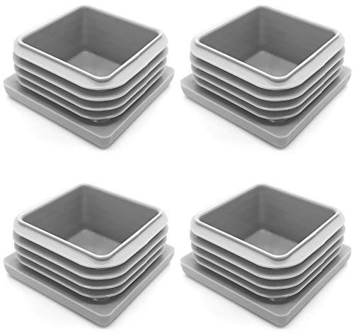 Enkotrade 4 Stück Lamellenstopfen Grau für Vierkantrohre, 80x80 mm, Rohrabdeckung aus hochwertigem Polyethylen Kunststoff, Stopfen, Endstopfen, Kappen, Gleiter | Rohrstopfen Quadratisch