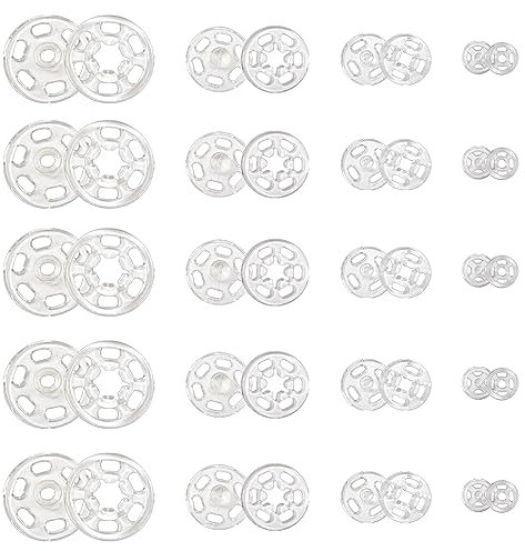 TOAOB 120 Paar Druckknöpfe zum Annähen 7 mm 12 mm 15 mm 21 mm Transparent Unsichtbare Kunststoff Knöpfe für DIY Kleidung Knöpfe Hemden Nähen Knöpfe