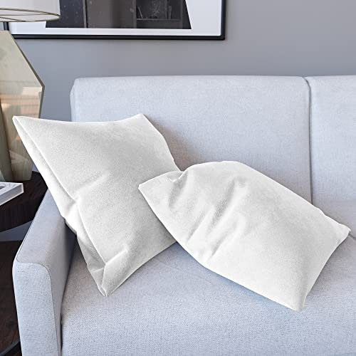 Set di 2 Federe Per Cuscini In Velluto Morbido e Resistente Copricuscini Per Divano Poltrona Soggiorno Arredo Arredamento Casa Design Moderno Elegante Cerniera Invisibile (45 x 45 cm, Bianco)