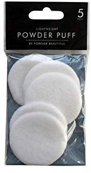 White Polyester Powder Puffs (6 cm) Pack of 5 - Lightweight, Ideal for Smooth Makeup Application & Removal