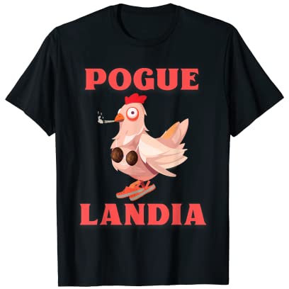 Poguelandia-Flagge Huhn in einem Kokosnuss-BH, rauchend, OBX-Flagge T-Shirt