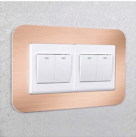 Cozylkx Light Switch Surround Non-adhesive Socket Surround Finger Plate Protective Frame Cover,Rose Gold - Double 8.6x17.3cm