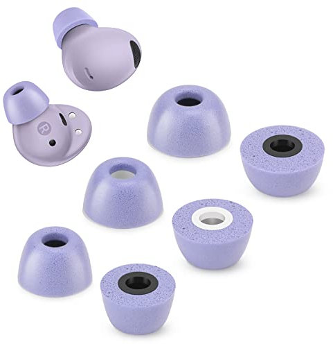 Memory Foam Tips for Samsung Galaxy Buds 2 Pro, No Silicone Eartips Pain, Anti-Slip Replacement Ear Tips, Fit in The Charging Case, Reducing Noise Earbuds, 3 Pairs (Assorted Sizes S/M/L, Violet)