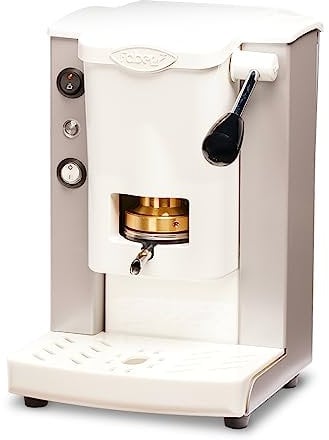 FABER COFFEE MACHINES | Modell kleiner Schlitz | Kaffeemaschine für ESE-Pads 44 mm | Farbe Weiß Kunststoff Weiß | Padpresse aus Messing