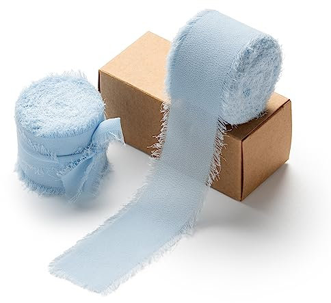 AOKSUNOVA Schleifenband Blau 3,8cm Chiffonband Geschenkband Breit Stoffband für Hochzeit
