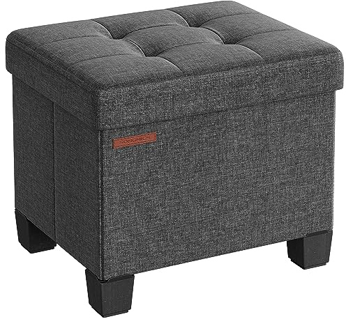 SONGMICS Storage Ottoman, Small Ottoman Foot Rest with Legs, 12.6 x 15.7 x 13.2 Inches Foot Stool, Load up to 660 lb, for Living Room, Bedroom, Dorm, Slate Gray ULSF012G01