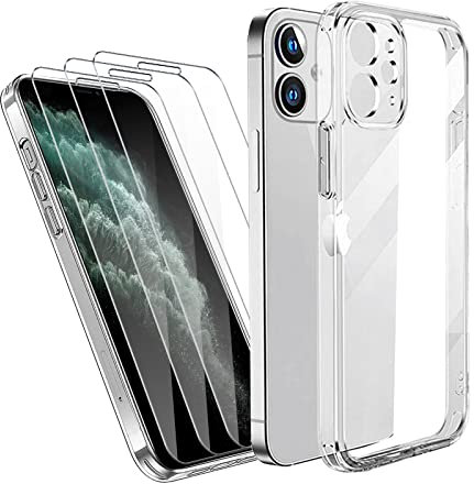Wanglaism handyhülle für iPhone 11 Pro Max Hülle + 3 gehärtetes Glas Displayschutzfolie, Weich TPU Transparent handyhülle Case Cover.