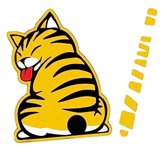 Reflective Cat Car Decals for Rear Windshield, Yellow Pet | Cartoon Funny Moving Tail Design, Waterproof Scratch Proof Finish, Easy to Install on Rear Car Window