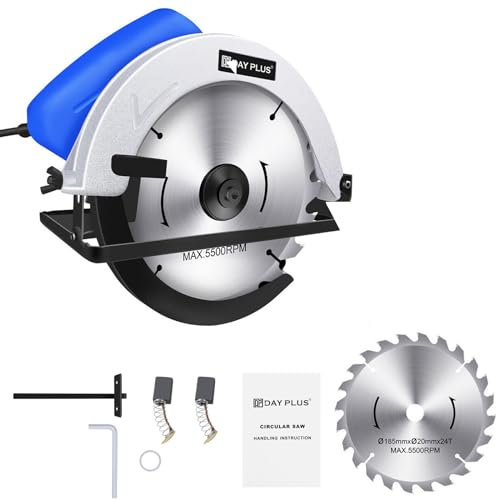 900W Circular Saw, Electric Circular Saws with Laser Guide, Grinder Cutting Power Tool 5000 RPM, 45° Cutting Angle, Max Cutting Depth 55mm, Ideal for Wood Cutting Corded