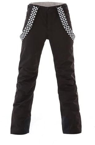 Skihose Damen Wasserdichte Professionelle Schneehose Winddichte Hosenträgerhose Winter Outdoor Regenhose Warme Wanderhose Snowboard Softshellhose mit abnehmbaren Trägern Overall & Schneefang Black M