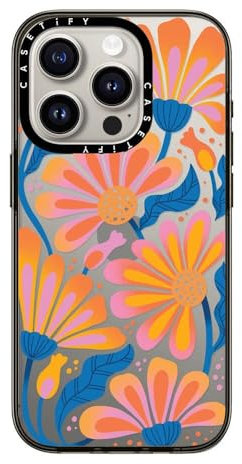 CASETiFY Compact Case for iPhone 15 Pro [2X Military Grade Drop Tested / 4ft Drop Protection] - Lazy Daisy - Clear Black