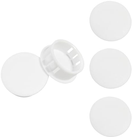 Qrity 20 Pièces 15mm Bouchons en Plastique Rond, Cache Trou Meuble, Blanc, Bouchon de Trou de Percage pour Verrouillage Trou Meubles