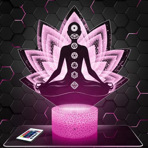 Lampephoto.fr Nachttischlampe Chakra deko Meditation Yoga Entspannung Zen. Geschenkidee Mann Frau objekt Chakra Nachtlicht Erwachsene deko Zimmer. originell TOP