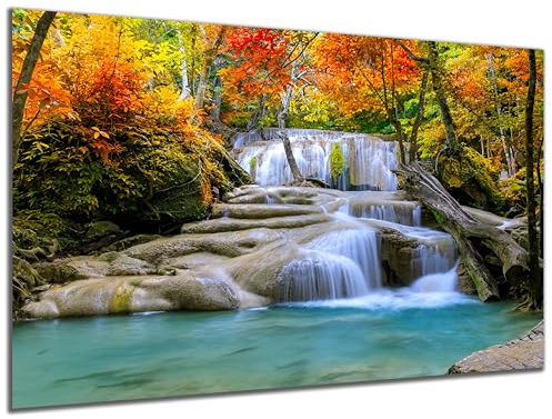 DARO Design - Wand-Bild auf 6mm HDF 40x30 cm Wasserfall Bach - Wand-Deko Bilder Geschenk