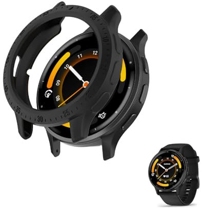 HOMTERN Kompatibel mit Garmin Venu 3 45 mm, weiches TPU, leichte Schale, sturzsicher, Kratzfest, Flexible Rüstung, schwere Schutzhülle, Schwarz