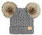 C.C Kindermütze mit Zopfmuster, Doppelbommel, bequem, weich, warm, für Kinder, Jugendliche, Totenkopfmütze mit Bommel, Bommel aus natürlichem Kunstfell, Hellmelange, Einheitsgröße