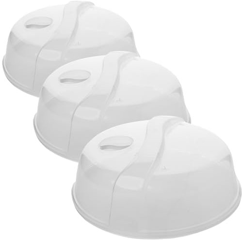 3 Stück Mikrowellen Abdeckung Mikrowellenhaube mit Dampfventil aus Lebensmittelecht BPA-frei Kunststoff, Mikrowellengeeignet Spülmaschinengeeignet Mikrowellengeschirr, Höhe: 9.5cm Durchmesser: 26cm