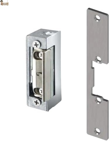 BricoLoco.com Cerradura eléctrica. Cerradero eléctrico embutir marco puerta exterior o interior. Abrepuertas automático 8v a 12 v. Multivoltaje. Con placa. (Corto sin bloqueo)