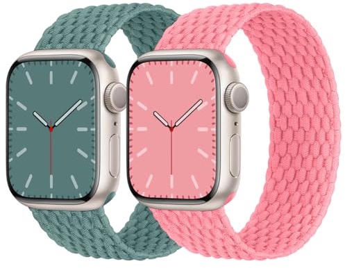 Solo Loop Geflochtenes Armband Kompatibel mit Apple Watch 38mm 40mm 41mm 42mm 44mm 45mm 46mm 49mm, Nylon Elastisches Band für Apple Watch 11 10 9 8 7 6 5 4 3 2 1 SE 3/2/ 1 Ultra 3/2/ 1