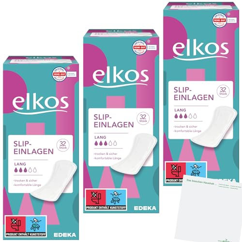 Elkos Slipeinlagen Lang 3er Pack (3x32 Stück) + usy Block