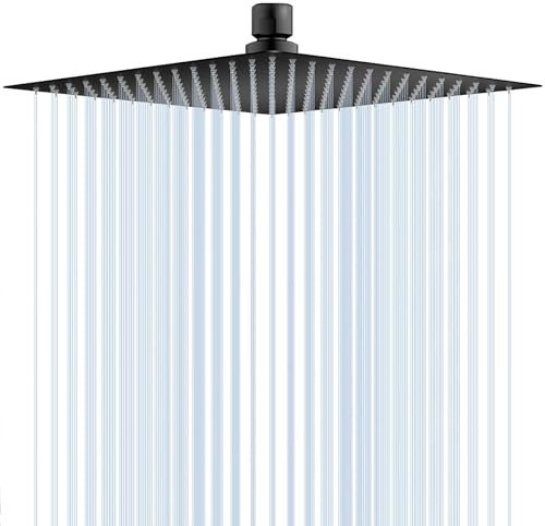 DLLCCM Pommeau de Douche Carré en Acier Inoxydable, 8 Pouces / 20cmTête de Douche anti Calcaire Tete de Douche Noir