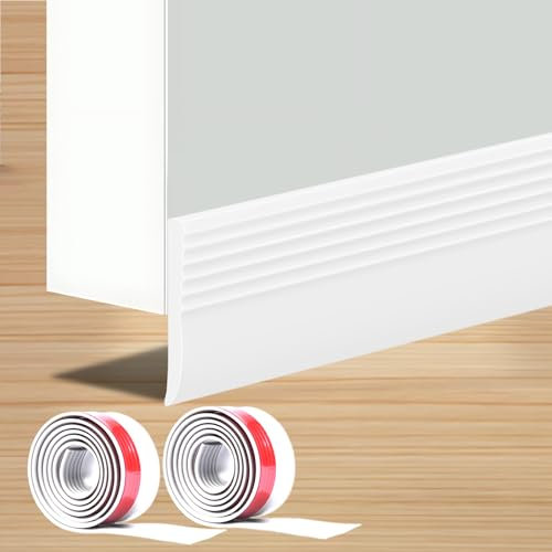 HKDZ Door Draught Excluder, 39.4 Door Bottom Seal, Seal Gaps up to 50 mm, Under Door Draft Stopper Seals Long 2 Pack,White