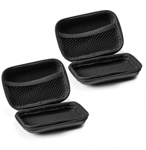 BEIBXHQQ 2 Pieces Headphone Storage Bag, Carrying Case, Eva Box, Mini Hard Case (Black)