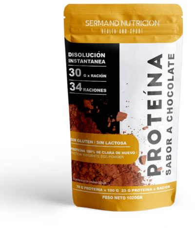 Proteína Instantánea de Clara de Huevo en Polvo de Chocolate (1020g) | Proteina en Polvo sin Gluten | Proteinas para Masa Muscular | Proteina sin Lactosa