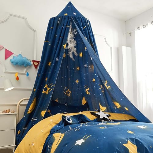 Odot Betthimmel Babybett, Bunte Sterne Betthimmel Mädchen und Jungen Himmelbett Vorhänge Kinder Baldachin Kinderzimmer Rund Hängende Princess Moskitonetz für Babyzimmer (65cm,Stern)