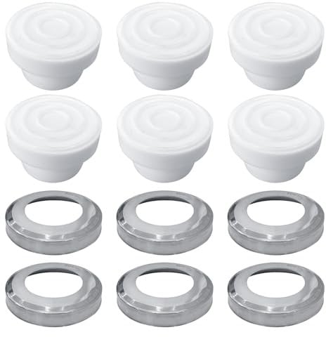 6Pcs Pool Ladder Escutcheons Plates & Pool Ladder Bumpers for Inground Pool, Rubber Pool Ladder Inside Plug Caps with Stainless Steel Pool Ladder Rings Fits 1.90 Pool Ladder Tubing