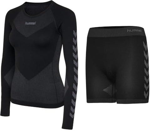hummel Damen First Seamless L/S Trikot, Schwarz, M-L EU & Damen Hmlfirst Seamless Short Tights Women