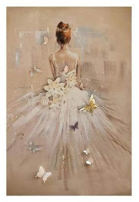 JACBON Peinture sur toile abstraite moderne de ballerine, affiches de danseuse de ballet, images d'art murales pour décoration murale de salon, 60x80 cm, sans cadre