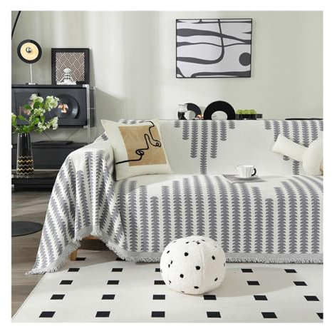 CZADMXP Überwurfdecke Kuscheldecke Mit Fransen, Wendedecke Tagesdecke Couchdecke Bettüberwurf Wohndecke Plaid Decke Für Bett, Sofa, Couch (Grau,180x300cm)
